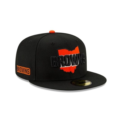 Cleveland Browns Gorra | New Era NFL State Logo Reflect 59fifty Fitted Cap Mexico - Negros